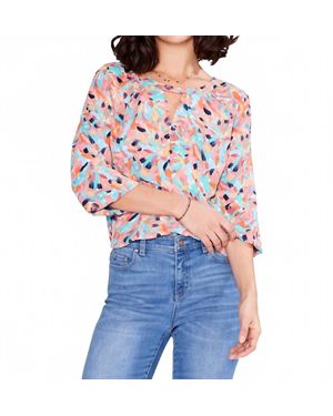 NIC+ZOE Posey Punchy Petals Blouse - Blue