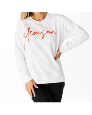 Stewart Simmons Clemson Embroidered Sweatshirt - White