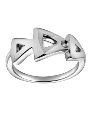 LuvMyJewelry Jolie Sterling 0.01 Ct Diamond Geometric Ring - Metallic