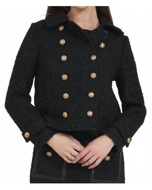 Stellah Double Breasted Peacoat - Black