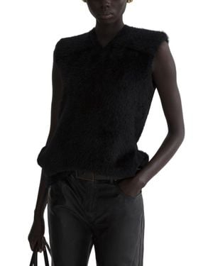 Mugler Plush Textured Padded Top - Black