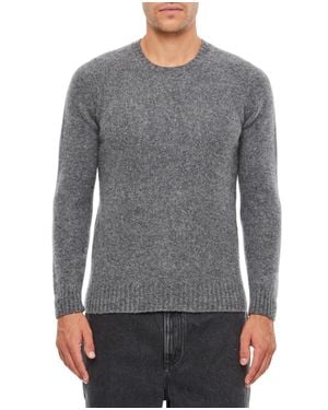 Drumohr Textured Knit Crewneck Sweater With Ribbed Details - Gray