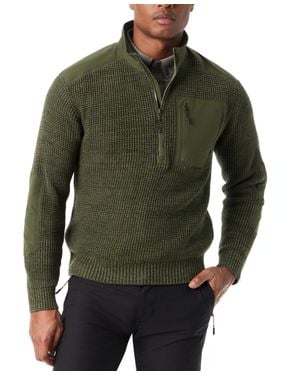 BASS OUTDOOR Sweater Deep Depth Zip Mock Neck Pullover Mac86 - Green