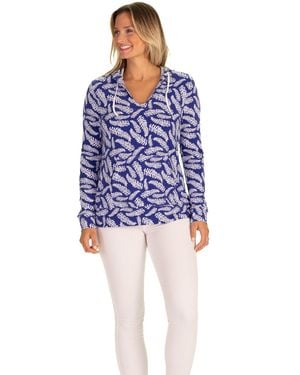 Duffield Lane Peruvian Knit Drawstring Hoodie - Blue
