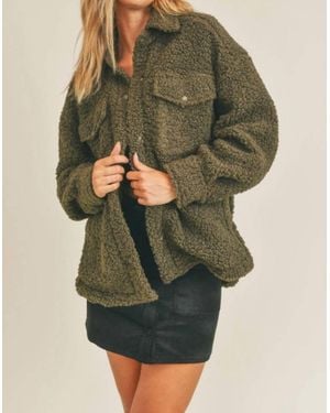 Sadie & Sage Coming Home Sherpa Shacket - Green