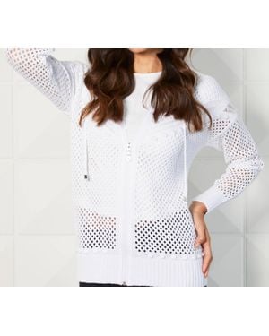 French Kyss Crochet Zip Hoodie - White