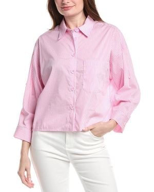 Renuar Woven Button Front Blouse - Red