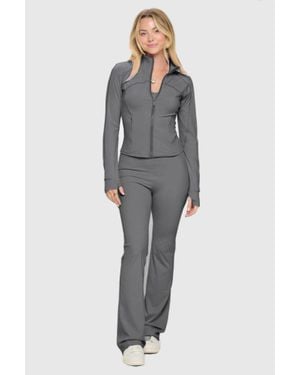 TRUEDAMES Premium Yoga Jacket W/Jumpsuit Set - Gray