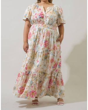 Sugarlips Day Lily Palmer Poplin Tiered Maxi Dress - Multicolor