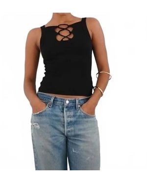 LNA Regi Lace Up Rib Tank - Black