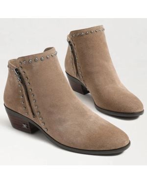 Sam Edelman Paola Boots Taupe Studded Block Heel Ankle Bootie Rhs6668 - Brown