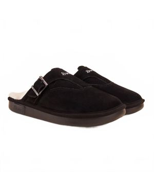 Brunch Armor Suede Shearling Slippers - Black