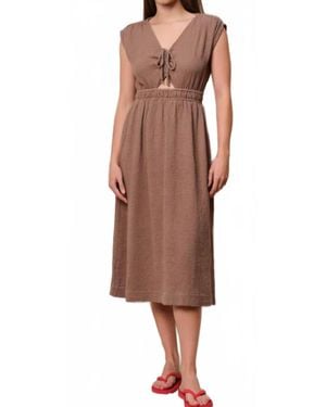 Sundry Midi Ruched Dress - Brown