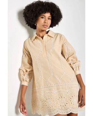 Apricot Cotton Swing Mini Dress - Natural