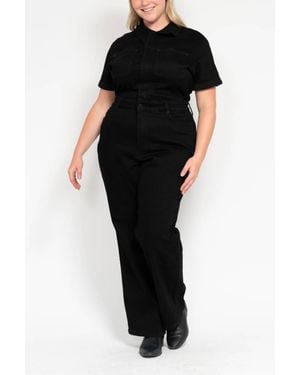 Judy Blue High Waist Tummy Control Jumpsuit Straight Leg Jeans - Black