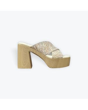 Chinese Laundry Arling Weave Criss Cross Strap Heel - White
