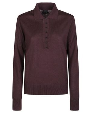 Pinko Vaduz Long Sleeve Wool-Blend Polo Shirt - Purple