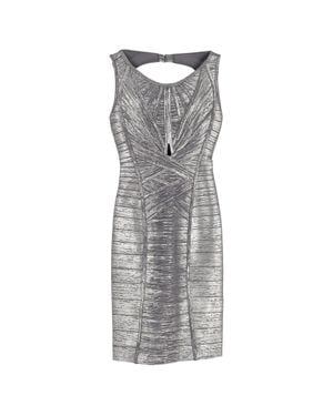 Hervé Léger Foil Cutout Bandage Dress - Gray