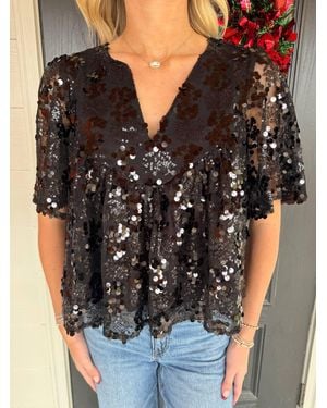 First Impressions Brooklynn Sequin Top - Black