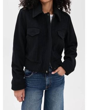 Vince Cropped Wool Blend Jacket - Black