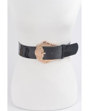 Fashnzfab Metal Buckle Enamel Plus Size Belt - Gray