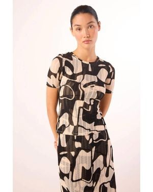 MISA Los Angles Amor Short-Sleeve Knit Top - Black