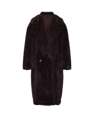 Vero Moda Safia Faux Fur Double-Breasted Dress Coat - Black
