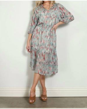 Veronica M Chiffon Smocked Midi Dress - Gray