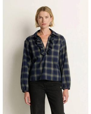 Nation Ltd Beckett Ruffle Neck Blouse - Blue