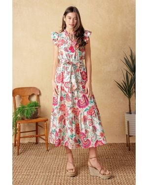 TRUEDAMES Bright Moments Woven Midi Dress - Brown
