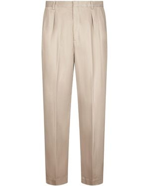 Cellar Door Straight-Leg Pants With Front Pleats And Lightweight Fabric - Natural