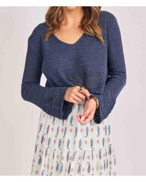 Sadie & Sage Calico Pullover Sweater - Blue