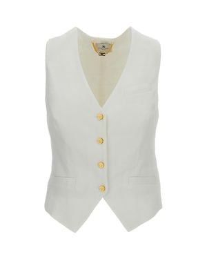 Elisabetta Franchi Linen Blend Vest - White