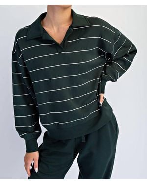 Rae Mode Modal Scuba Stripe Polo Top - Blue