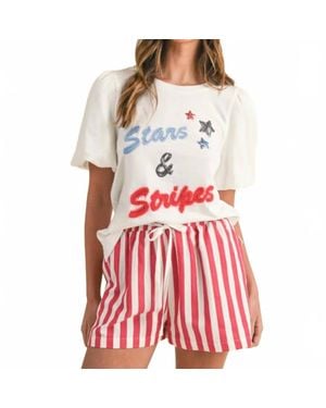 Anniewear Hand Drawing Lettering Bubble Sleeve Knit Top - Red