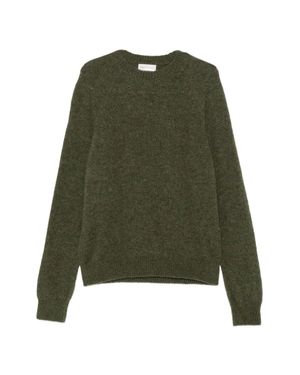 Dries Van Noten Fine-Knit Silk And Nylon Sweater With Classic Crew Neckline - Green
