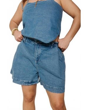 Sixxta High-Rise Classic Denim Short - Blue