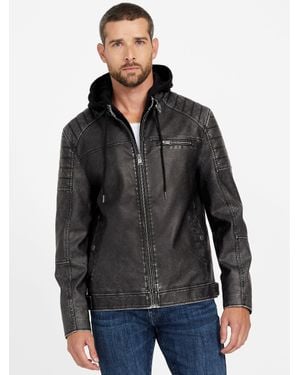Guess Danilo Faux-Leather Hooded Jacket - Gray