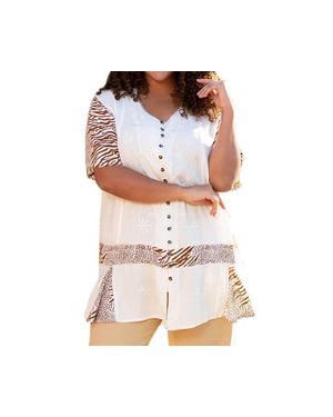 On The Plus Side Short Sleeve Round Neck Tonya Blouse - White