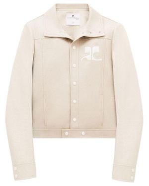 Courreges Cropped Silk And Nylon Jacket - Natural