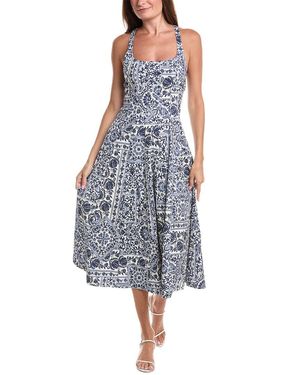 Avec Les Filles Racer Paneled Midi Dress - Blue