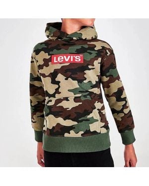 Levi's Boys Hoodie Camo Print Long Sleeve Pullover Activewear Red579 - Green