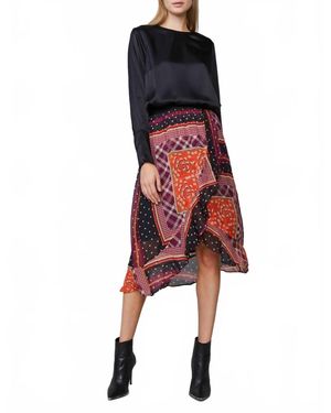 Summum Patchwork Print Skirt - Red