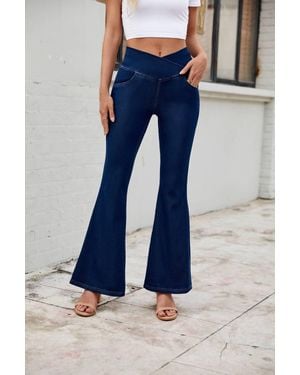Lovesoft Crossed Flare Jeans - Blue