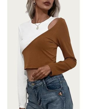 ES COLLECTION Two-Tone Cutout Top - Blue