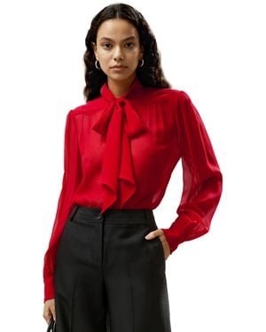 LILYSILK Bow Tie Silk Jasmine Blouse For - Natural