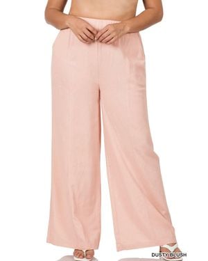 Zenana Wide Leg Linen Pants - Pink