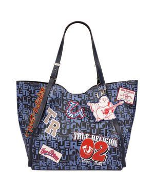 TRUE RELIGION Patch Graphic Tote Bag With Buddha Charm And Adjustable Shoulder Straps - Red