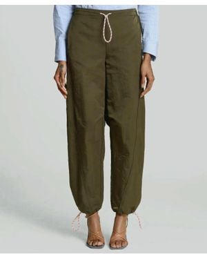 Avec Les Filles Drawcord Barrel Leg Sweatpants - Green