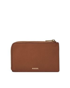 Fossil Jori Leather Zip Card Case - Brown
